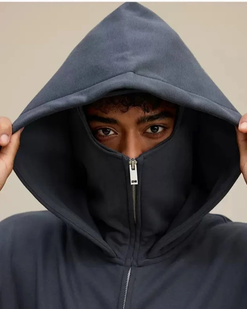 Men's Winter Windproof Hoodie Jacket with Zipper Design for Outdoor Activities and Sports