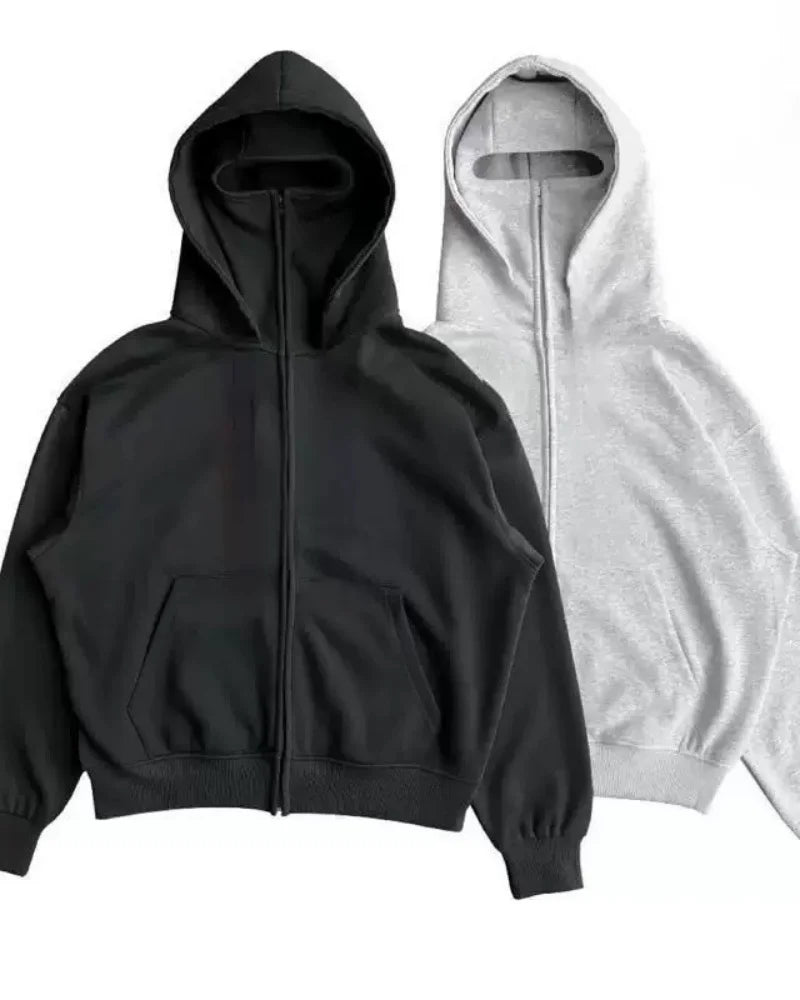 Men's Winter Windproof Hoodie Jacket with Zipper Design for Outdoor Activities and Sports